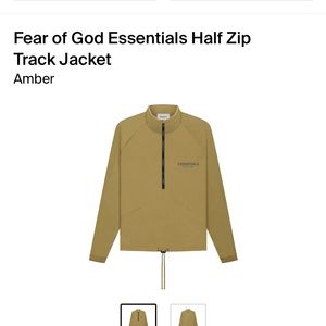 Fear of god essentials-half zip track jacket (amber) brand new with tags size XL